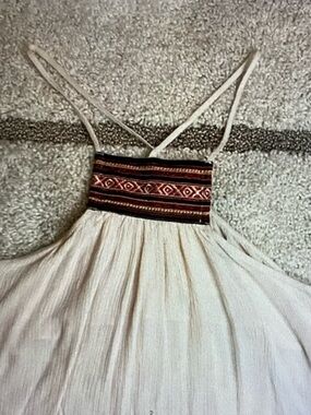Tobi Cream Tank with Multicolor Embroidered Bodice